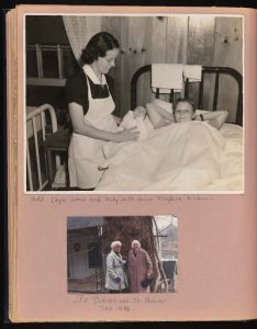 maternal scrapbook image of a nurse with mother and baby