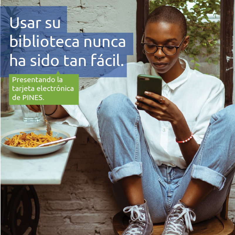 spanish - pines ecard graphic - woman using smartphone