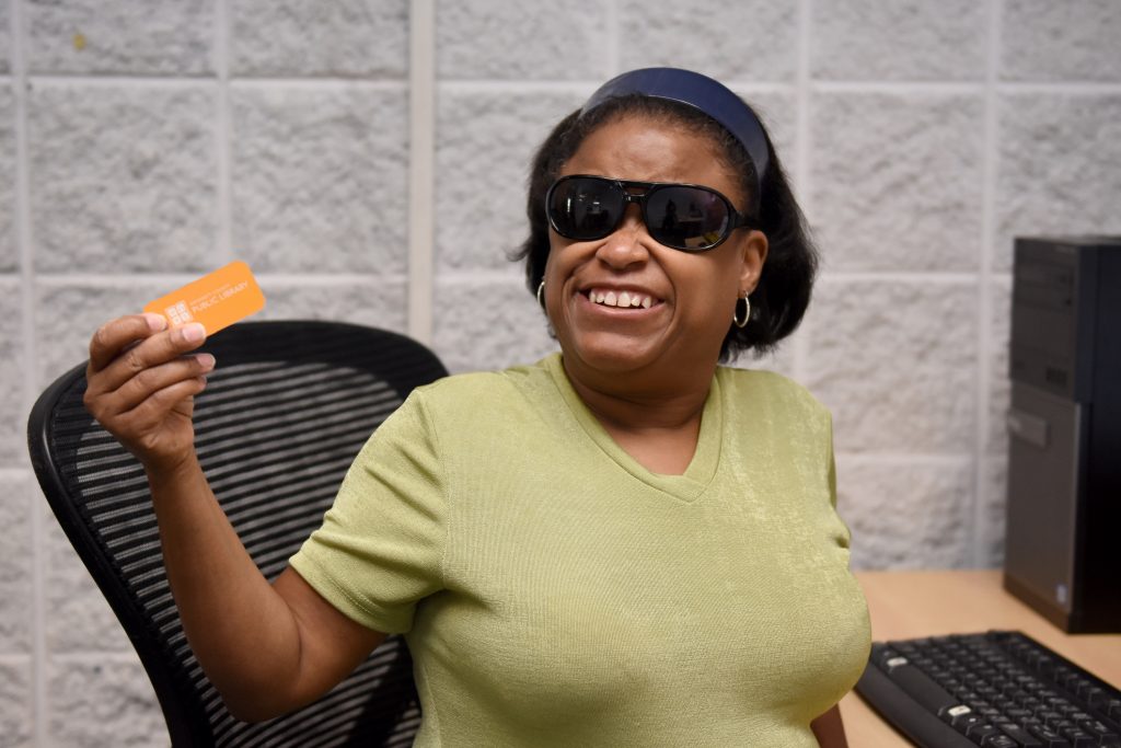 visually impaired library patron